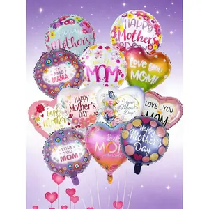 12 Mother's Day theme love round aluminum film arrangement decorative balloon set, suitable for Mother's Day family party scene arrangement, gift decoration, flower shop, mother and baby store, shopping mall Mother's Day event arrangement,