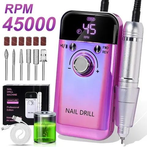 Professional Cordless Electric Nail Drill Kit for Gift, 1 Box Portable Low Noise Nail Drill Machine & Nail Art Accessories, Manicure & Pedicure Tool for Home & Salon Use