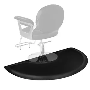 fathersdaygift VEVOR Salon Mat for Hair Stylist, 3x 5 FT Semi-circle Salon Chair Mat, 1/2-inch Thickened Anti Fatigue Barber Shop Floor Mat with Round Cut Out, Easy-to-Clean PVC Surface Anti-Trip Beveled Edges