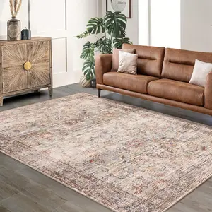GARVEE Area Rugs 5'x7' for Living Room Vintage Non Slip Washable Rugs for Dining Room Bedroom Indoor Rugs for Office Caramel