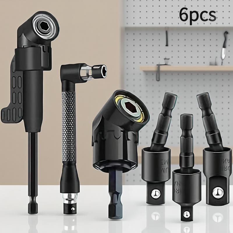 Rotatable Adapter 6pcs Right-Angle Drill Bit Accessory Set, 360 ° Rotatable Impact Grade ...