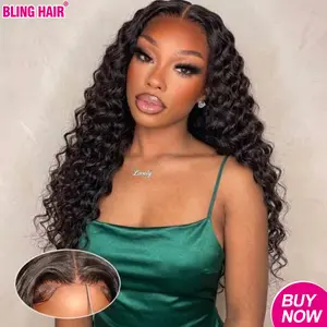 Bling Hair 9x6 7x5 6x4 Deep Wave Glueless Wig Human Hair 180% Density Deep Wave Wigs Ready To Go HD Lace Closure Wig
