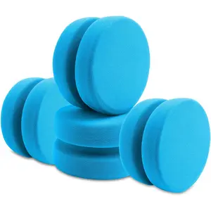 4PCS Double-Side Round Paint Sponge Applicators 3.1 Inch Blue Round Detail Sponges for Acrylic Oil Watercolor Art Car Waxing Kitchen Cleaning