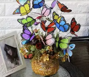 25 Sets Butterfly Decorations Butterfly Stakes 3D Butterfly Clip Bug Repellent Garden Stakes Decoration Yard Ornaments Outdoors for Indoor Outdoor Lawn Pathway Patio Garden