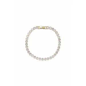 Ettika Women's 18k Gold Plated Crystal Chain Tennis Bracelet with Cubic Zirconia for Wrist Support 6.5 Inches Snap Lock Closure