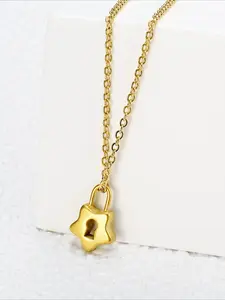 Retro Star Lock Pendant Necklace, Stainless Steel High-end Feel, Vintage Texture, Niche Design, Light Luxury, Versatile Necklace