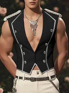 INCERUN Summer Fashion Men Vests Patchwork Shiny V Neck Sleeveless Button Casual Male Waistcoats Streetwear Fashion Leisure Vests