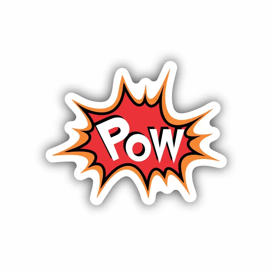 POW, Hard Hat, Laptop, Water Bottle, Cooler, Funny, Sticker Decal ,Cute ,Vinyl Decor Decorative