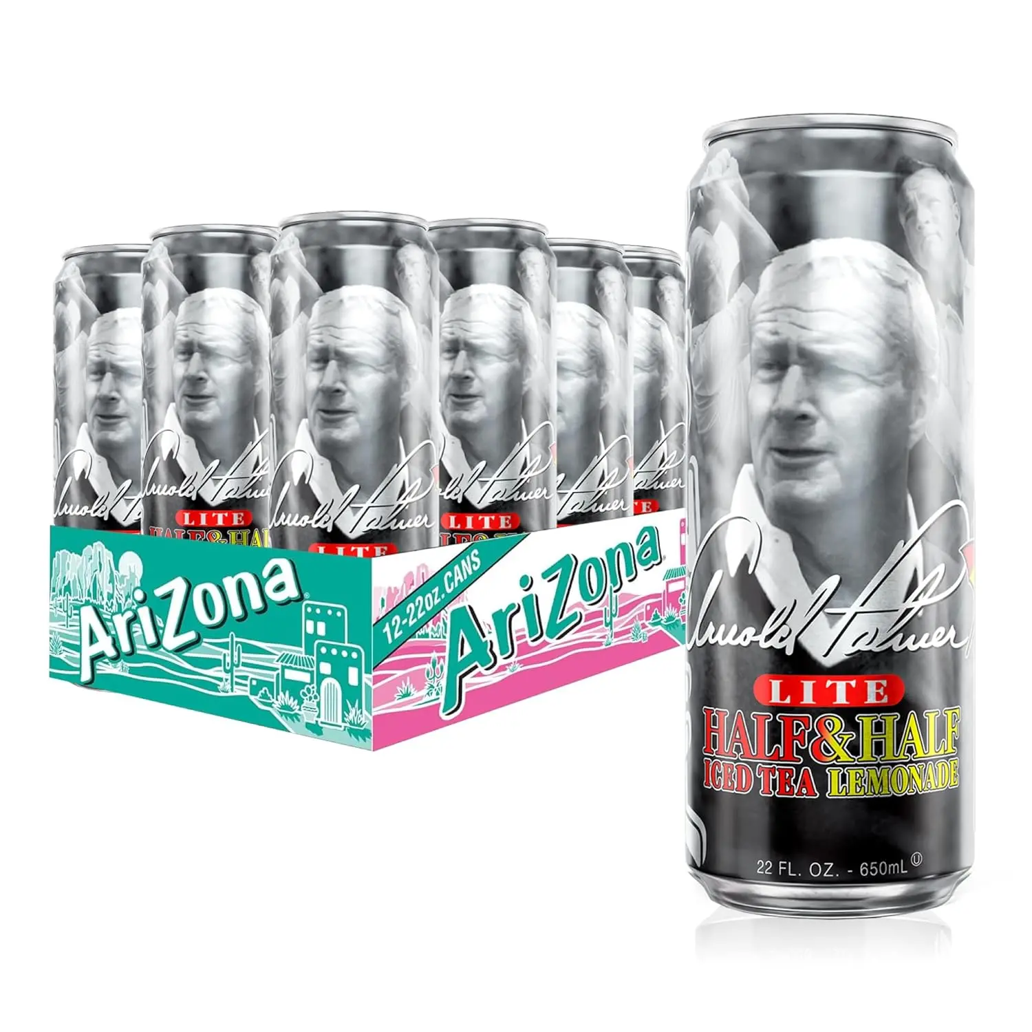 AriZona Arnold Palmer Half and Half - Big Can, 22 Fl Oz (12 Pack)