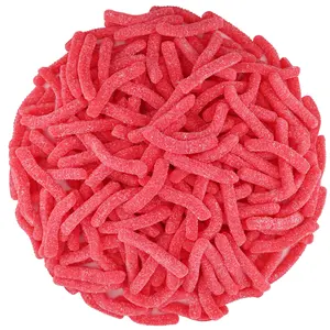 FirstChoiceCandy RED STRAWBERRY SOUR Gummy Worms 5 Pounds Bag Sweet Snack Chewy Fruit Candy Tangy Flavor Bonbon