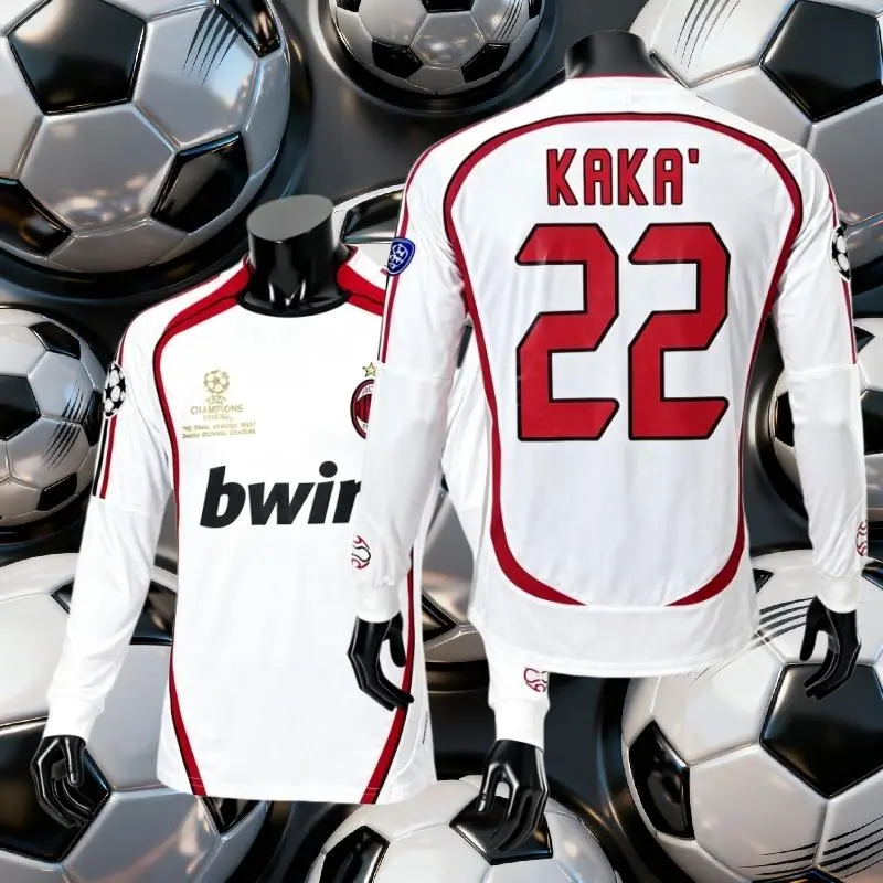 0607 Away Kaka 22 Champions League Soccer Long Sleeve Jersey