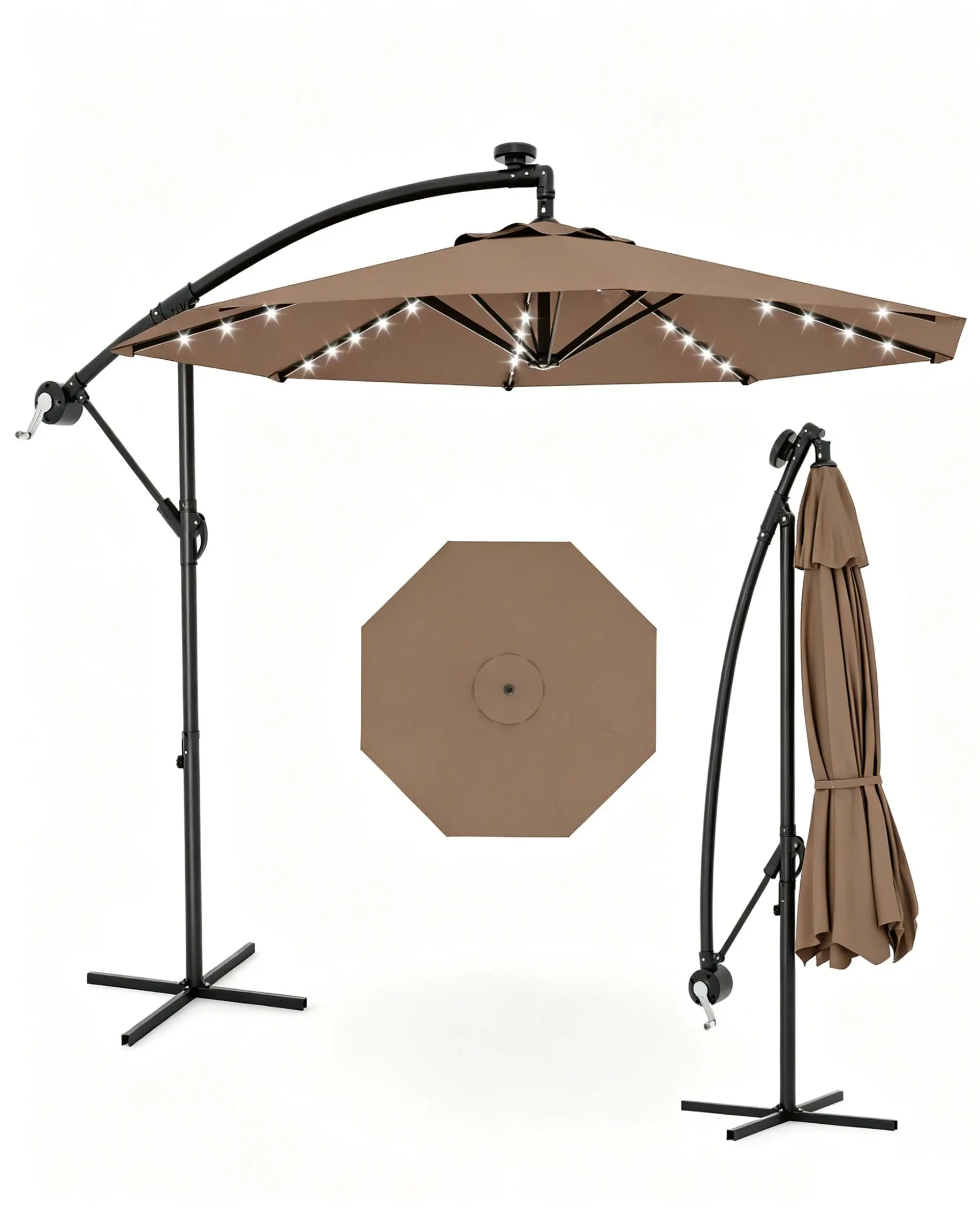 [SummerVibes]  Garvee 10FT Offset Cantilever Patio Umbrella with Cross Base, Infinite Tilt & Easy Crank Lift, UV & Fade Resistant Large Outdoor Parasol, Easy Assembly for Backyard, Garden, Deck, Poolside