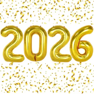 2026 Balloons Gold Number 2026 Balloon-16 Inch Number Foil Balloons for New Year Eve Party Supplies Birthday Graduation Anniversary Party Decor 2026 Decorations