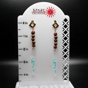 Freddy Kreuger Iridescent Knife Earrings with Lava Rock Beads