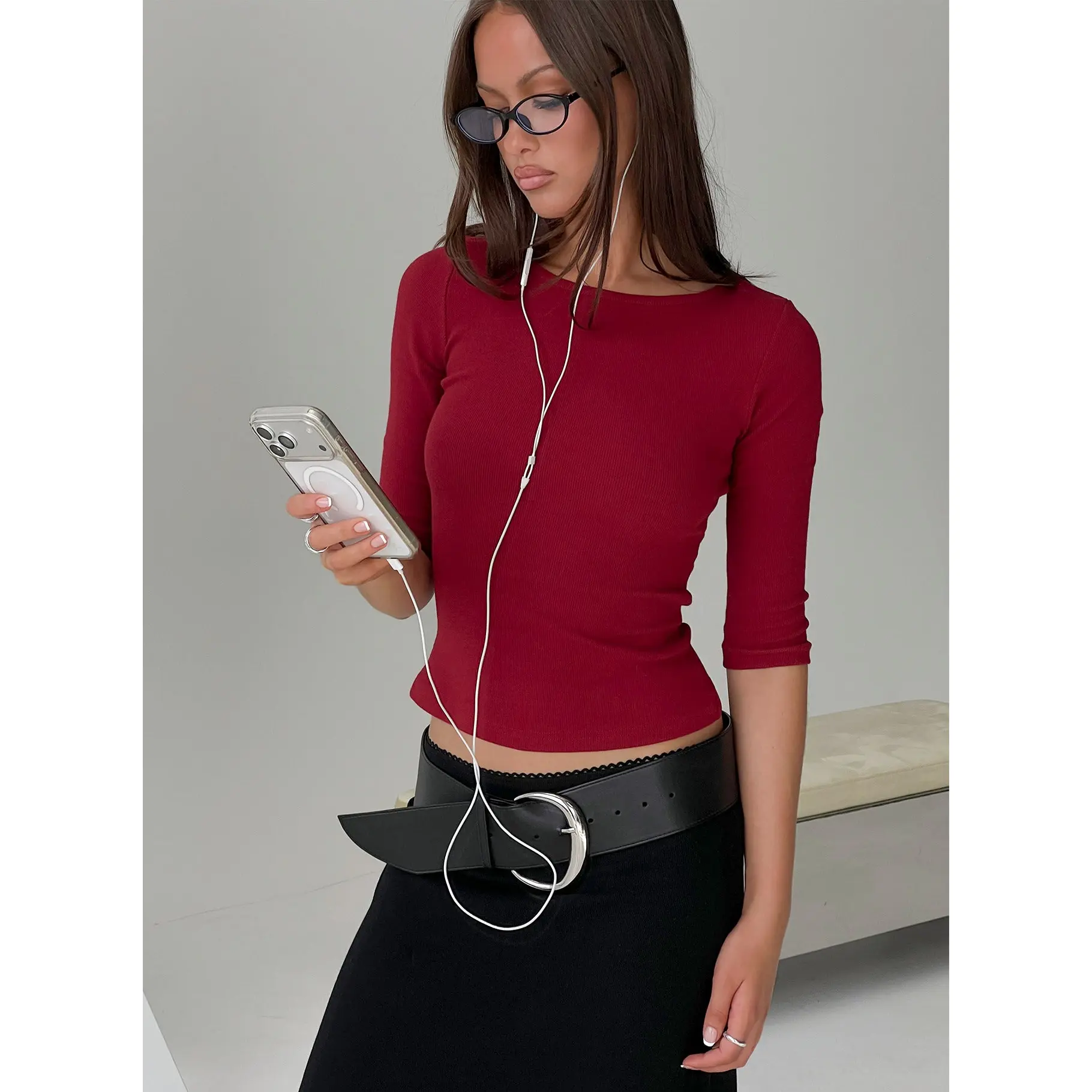 Elaia 3/4 Sleeve Top Red