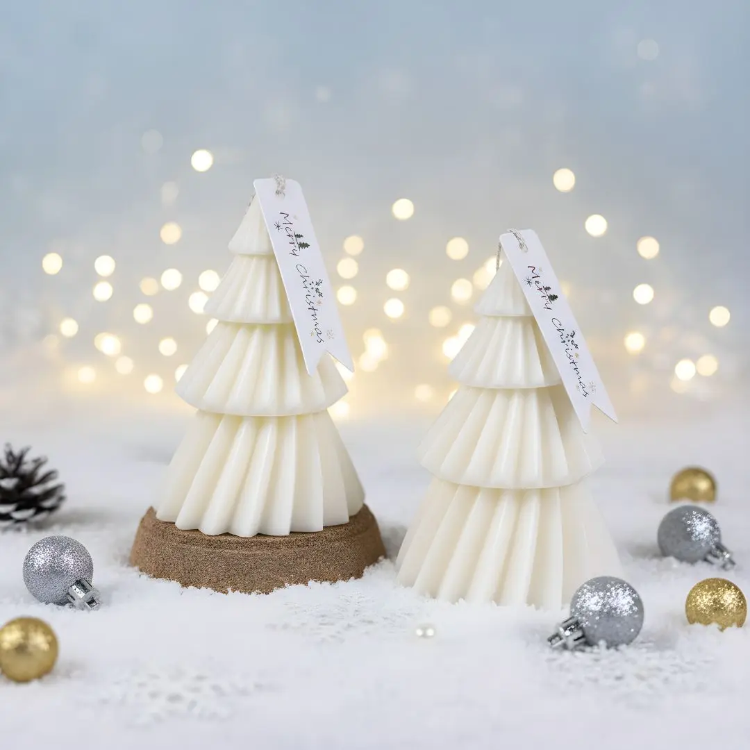 White Christmas Tree Candle, Winter Home Decoration, Lighted Gift for Home Supplies, Light
