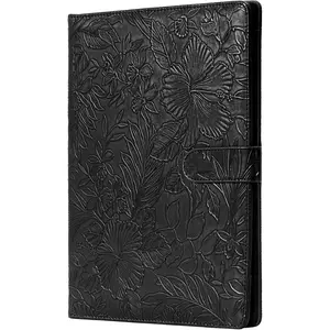 Padfolio Portfolio Binder, Faux Leather Interview Resume Folder with Document Organizer & Business Card Holder, Letter-Sized Notepad Legal Pad Holder for Women Men (Black)