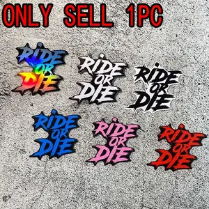 Ride Or Die Letter Pattern Car Sticker, Car Decorative Sticker, Car Decals, Waterproof Vinyl Decal, Riding Party Personalized Sticker for Motorcycle Helmet, Fuel Tank, Bike Frame, Fork