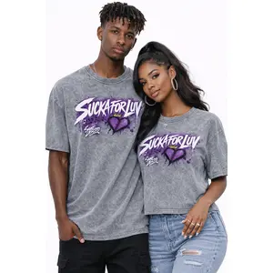 SUCKAFORLUV Acid Wash Tee – Where Street Art Meets Emotion