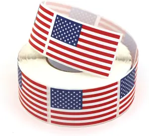 500 American Flag Stickers, 2" x 1.2" Waterproof Patriotic Stickers, USA Flag Design for Patriotic Decorative Party Supplies 4th of July Favors
