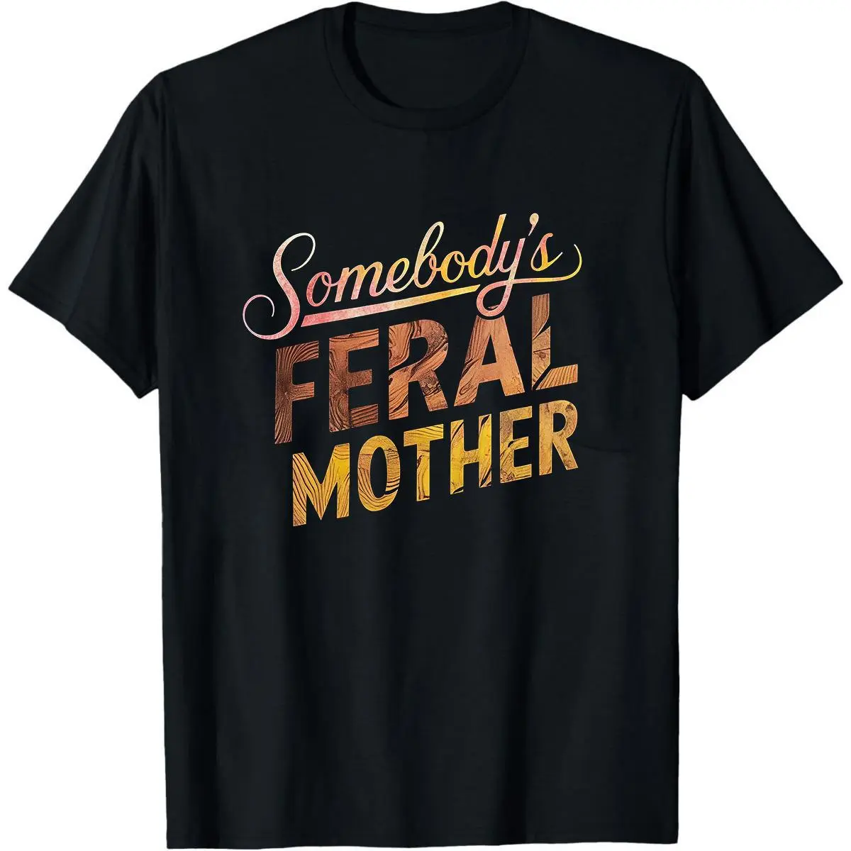 Women's Plus Size Seamless Fitted T-Shirt Top - Casual Feral Mother Graphic Print, Smooth Lightweight Cotton Fabric, Short Sleeves, Round Neck, Solid, Soft, Foldable All Seasons Casual Wear