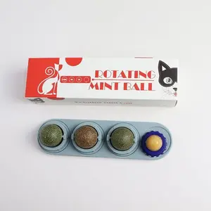 Rotating Catnip Ball Toy – Bite-Resistant Molar Chew for Cats, Multi-Ball Self-Relief Treat with Base