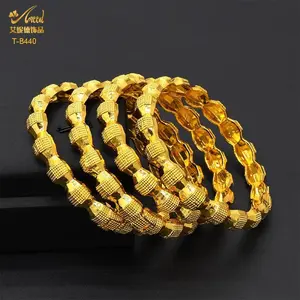 Dubai Gold Plated Bangles For Women Indian African Hard Bracelets Charm Ethiopian Arabic Hand Jewelry Wedding Gifts