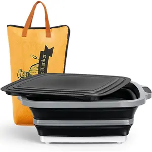 2 count Barbecue Prep Set Include Collapsible BBQ Prep Tub with Lid and  Board(4.22 Gal/16l) BBQ Blanket for Resting Meat(21inch)  Blanket Insulated(Black,Classic Style)
