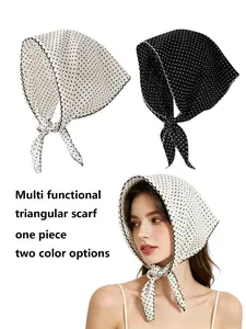 Polka Dot Triangle Scarf, Multi-Functional Turban Hat, Fitted Headscarf, Neck Wrap, Hair Tie, Casual Style, All Seasons, Women's Accessory