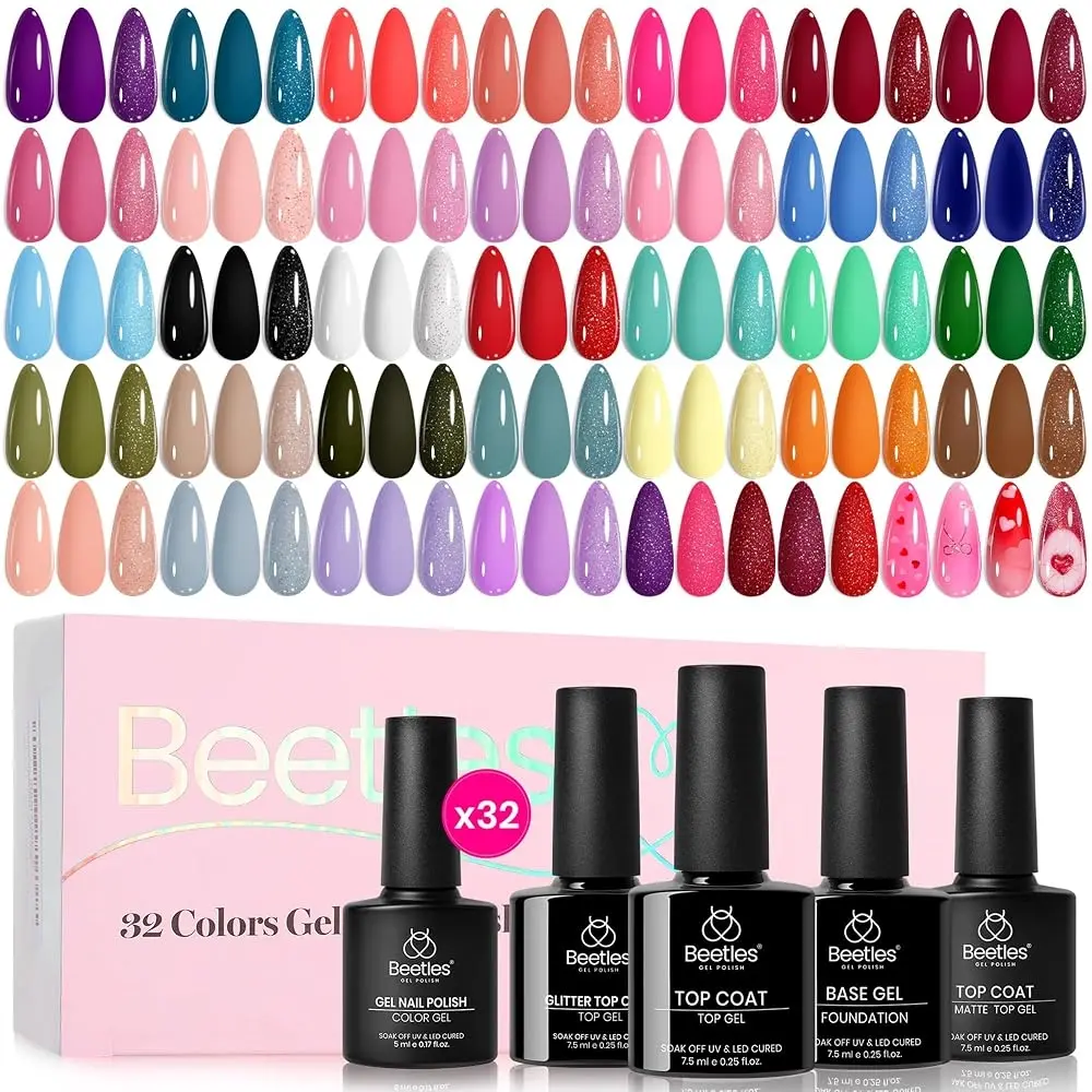 Beetles Gel Nail Polish Set【Base & Top Coat&Color Gel&Manicure Tool&Decoration】DIY Nails at home gift  Cosmetic Cutics Fall Nail Halloween Nail Black Friday Winter Nail Christmas Gift
