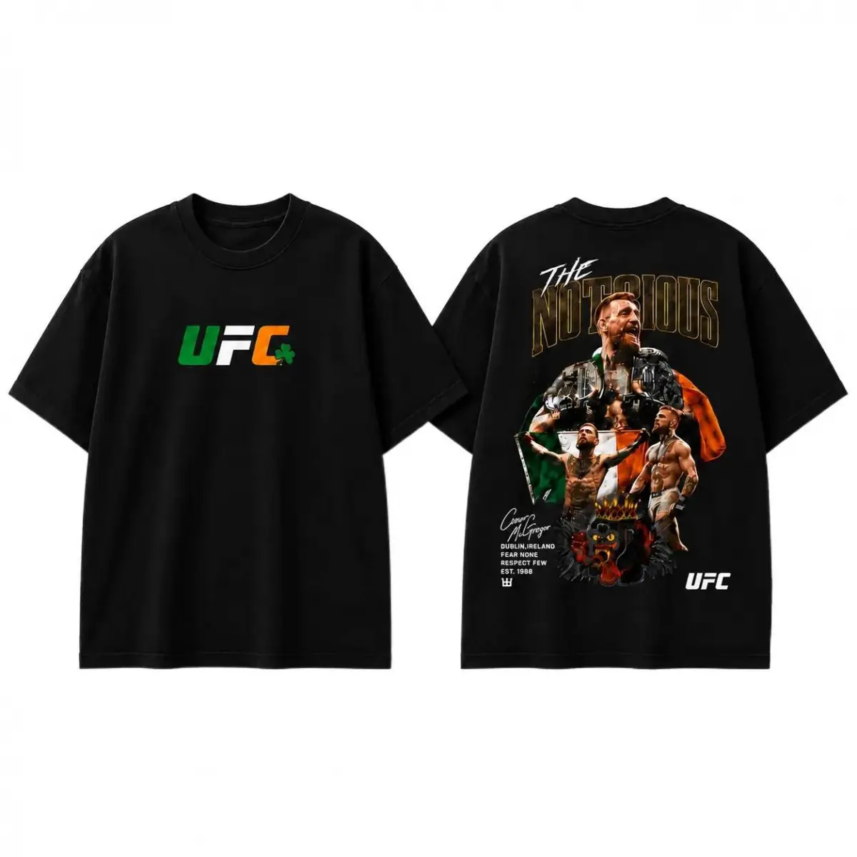 street wear Men's UFC 329 Black Conor McGregor T-Shirt, The Notorious UFC Graphic Tee, UFC MMA Shirt, Gift for Fighters, Sports Apparel,Regular,Grunge 100%Cotton
