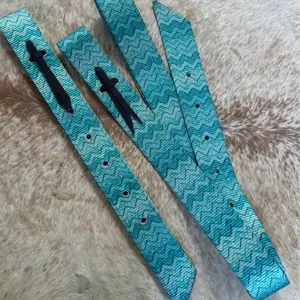 Colorful Design Teal Nylon Tie Strap and Billet Set for Western Saddle
