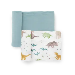Stretch Knit Swaddle Blanket 2 Pack - Dino Pals Stretch Knit Swaddle Blanket 2 Pack - Dino Pals