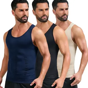 Men's shapewear tank top - breathable high elasticity nylon, abdominal folds and tight support for shaping and back support