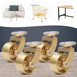 Universal Brass Caster, 4pcs Furniture Table Swivel Wheel Antique Brass Ball Swivel Wheels (Single Caster Size:2.36 * 1.1 * 2.05in)