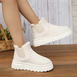 Women's Platform Suede Warm Stylish Snow Boots - Outdoor Non-Slip Comfort with Thick Flat Soles Boots Perfect for Winter Shoes