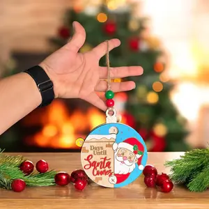 Hand-Painted Wooden Christmas Ornaments & Countdown Calendars with Santa Design for Festive Decor