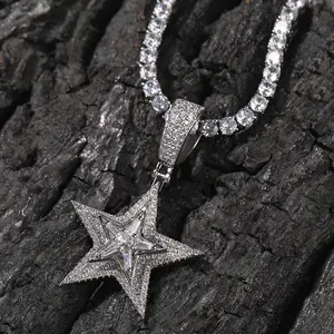 GAB Ice ZC Rotatable Star Pendant For Man,woman,unsiex Necklace