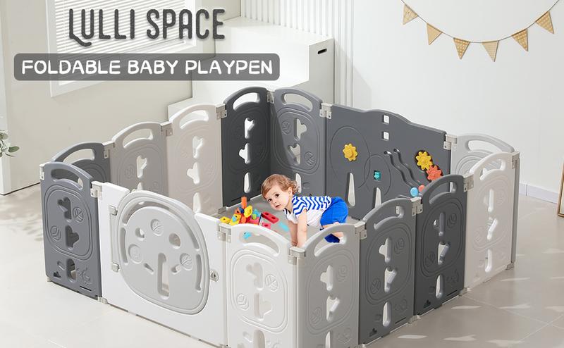Baby Playpen - Foldable Toddler Play Area with Safety Gates, Portable Design for Indoor & Outdoor Use, Includes 14 Panels for Kids Activity Centre
