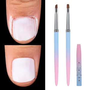 Nail Art Clean Up Brushes ,Nail Brushes for Cleaning Polish Mistakes on the Cuticles, Acetone Resistant Nail Brush, Fingernail Cleaning Brushes for Nail Art and Designs (2 Pcs Round & Angled) Manicure Cleansing
