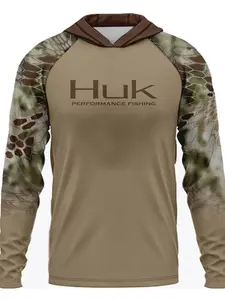Men's Sun Protection Hoodie with Face Mask, Lightweight Long Sleeve Color Block Ice Silk Outdoor Sports Top for Fishing & Hiking