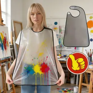 1pc Adult Reusable Long-Wear Apron, No-Wash Bib, with Adjustable Hook and Loop Fastener, Multipurpose Protective Clothing, Suitable for Restaurants, Cafes, Painting, etc.
