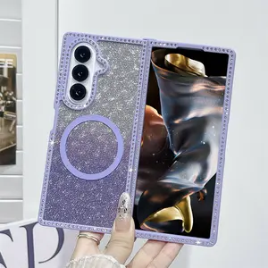Luxury Rhinestone Sparkle Phone Case for Samsung Galaxy Z Fold7/6/5/4/3, Wireless Charging Support, Anti-Slip, Shockproof, High-End Design