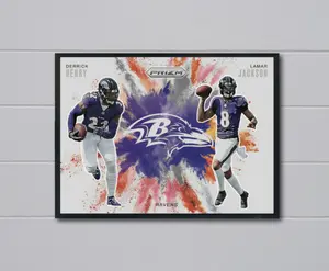 Prizm Derrick Henry/Lamar Jackson 2025 ColorBlast 12x17 Poster Baltimore Ravens