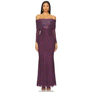 AFRM x REVOLVE Thelma Dress in Wine Diagonal Dot