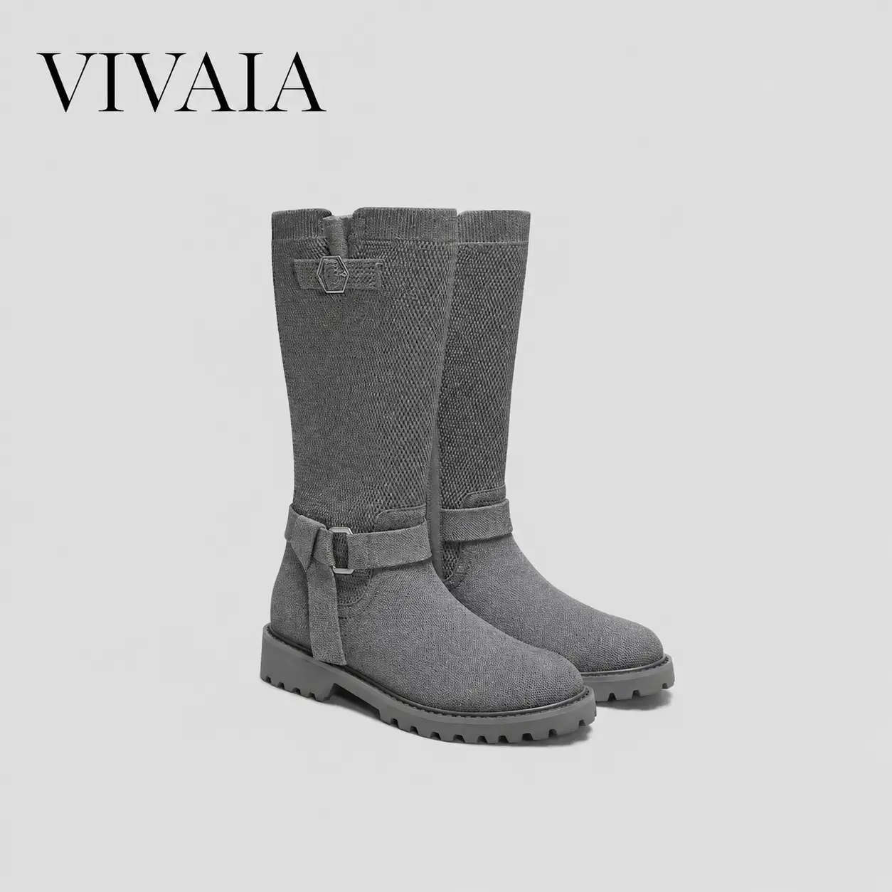VIVAlA Women’s Round-Toe Wool Biker Boots – Water-Repellent Heat-Retaining Upper, V-Pro WalkSole Cushion Support & Anti-Slip Mid-Calf Design Rugged Versatile (Faith)