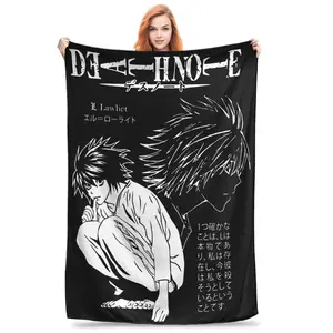 Death Note L Lawliet Fluffy Fleece Throw Blanket - Cozy Soft Illustrated Graphic Character Blanket for Couch, Reading Corner, Anime Fan Collection, Girly Bedroom Decor, Illustrated Character Blankets
