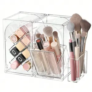 Stackable makeup organizer countertop, ideal for storing perfumes, skincare products, cosmetics, lipsticks, face masks, and makeup brush palettes. It is a perfect choice for vanity tables and bathroom countertops