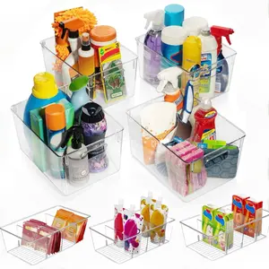 7 Pack Clear Plastic Storage Bins, 2 sizes Pantry Organizers and Storage Containers Fridge Organizer Bins Kitchen Cabinet Organizer Medicine Cabinet Organizer Bin for Organizing Home Bathroom Freezer Refrigerator Set Boxes