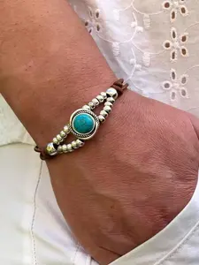 Boho Style Turquoise Texture Decor Bracelet, Vintage Style Bracelet for Women & Men, Fashion Jewelry for Party, Daily Decor, Trendy All-match & Exquisite Jewelry for Birthday Gift, Bohemian Influence, Handcrafted Quality